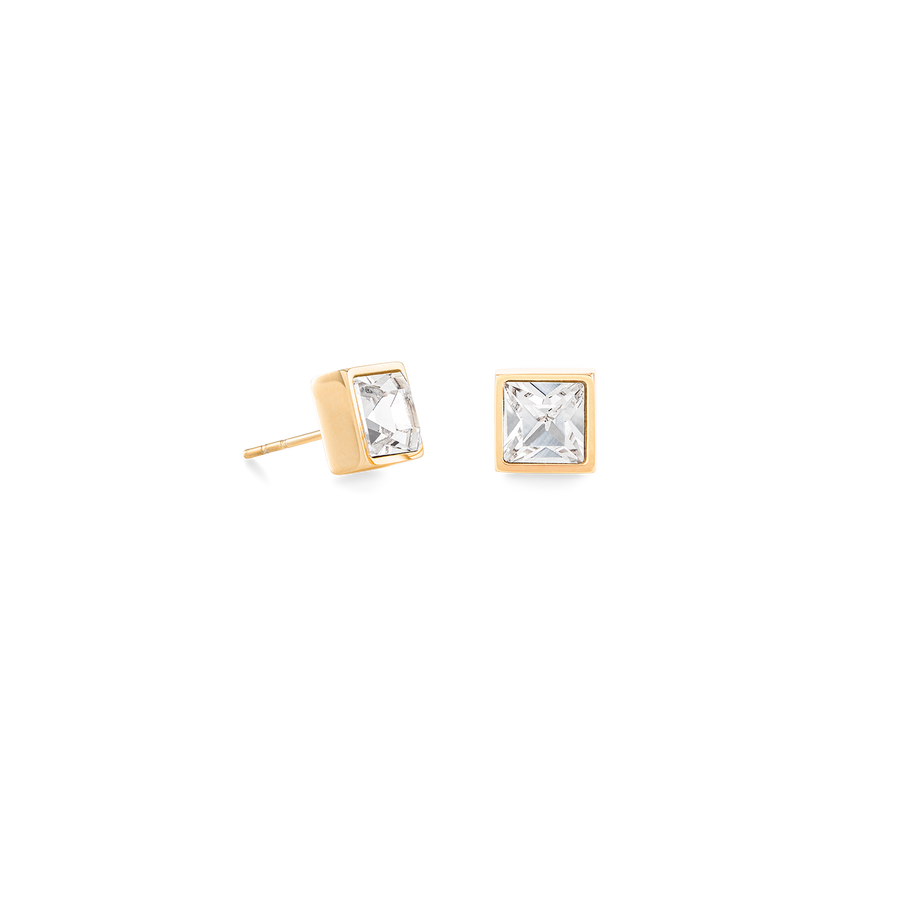 Brilliant Square big boucles d'oreille or cristal
