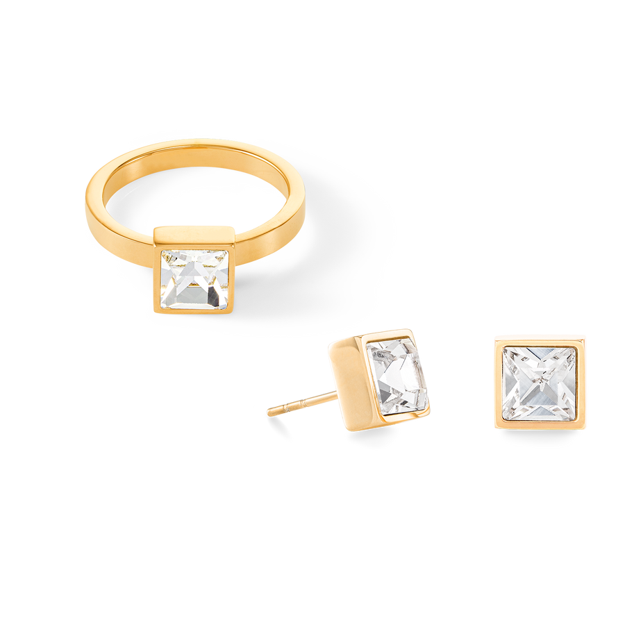 Brilliant Square big boucles d'oreille or cristal