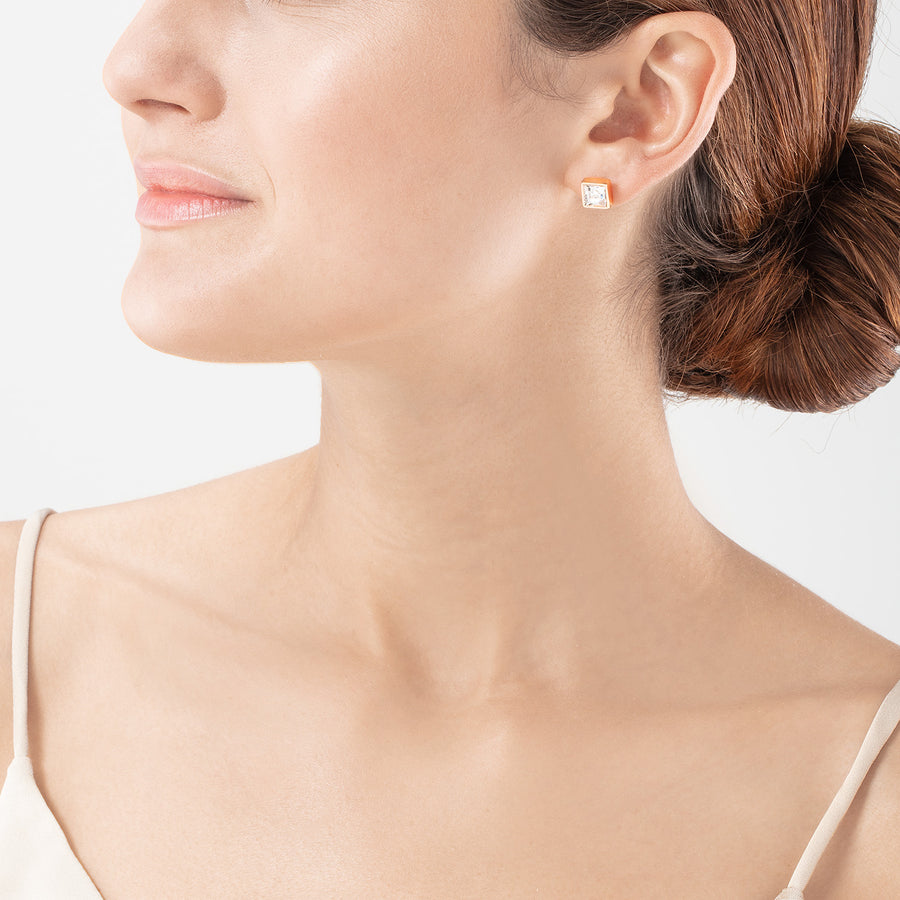 Brilliant Square big boucles d'oreille or cristal
