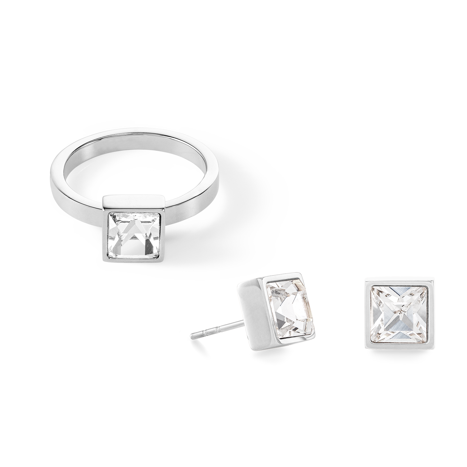 Brilliant Square big boucles d'oreille argent cristal