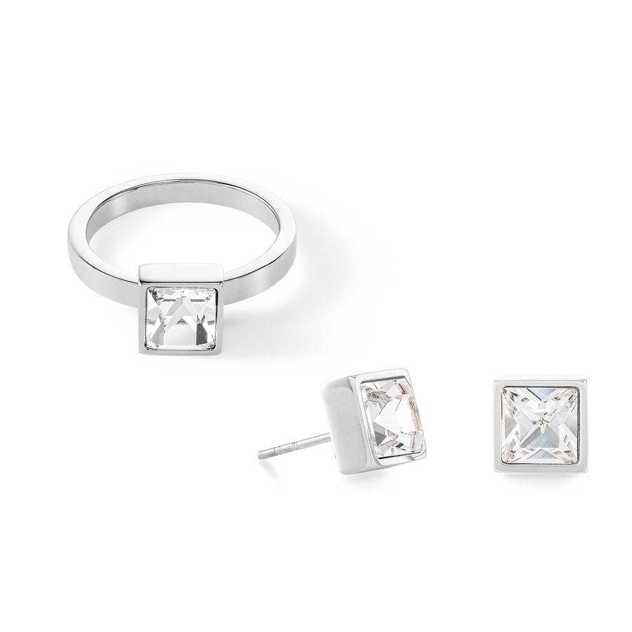 Brilliant Square big boucles d'oreille argent cristal