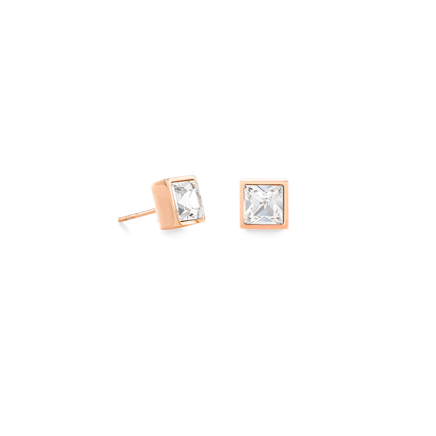 Brilliant Square big boucles d'oreille or rose cristal