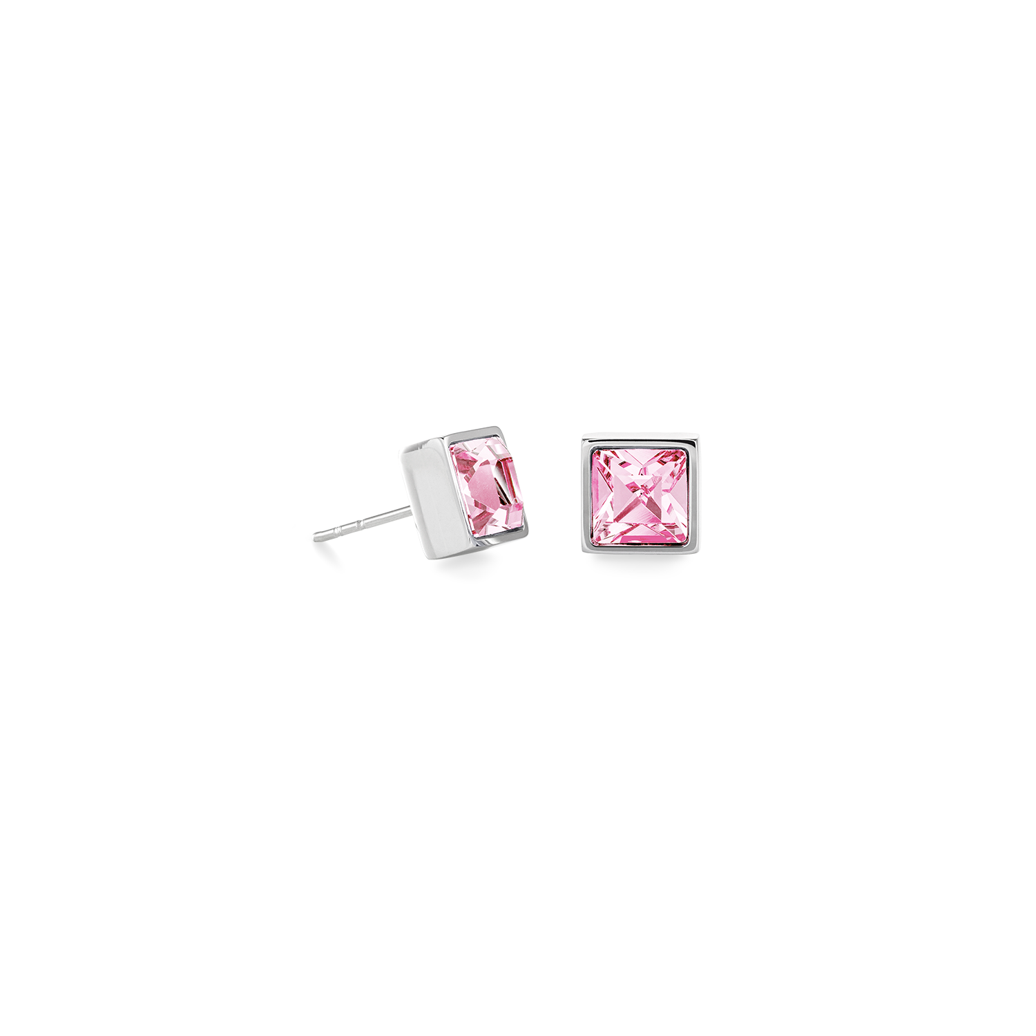 Brilliant Square big boucles d'oreille argent rose