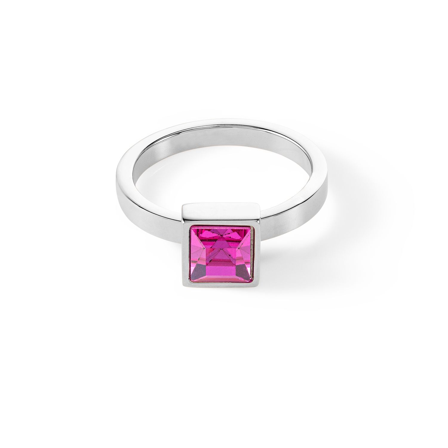 Brilliant Square big bague argent rose vif