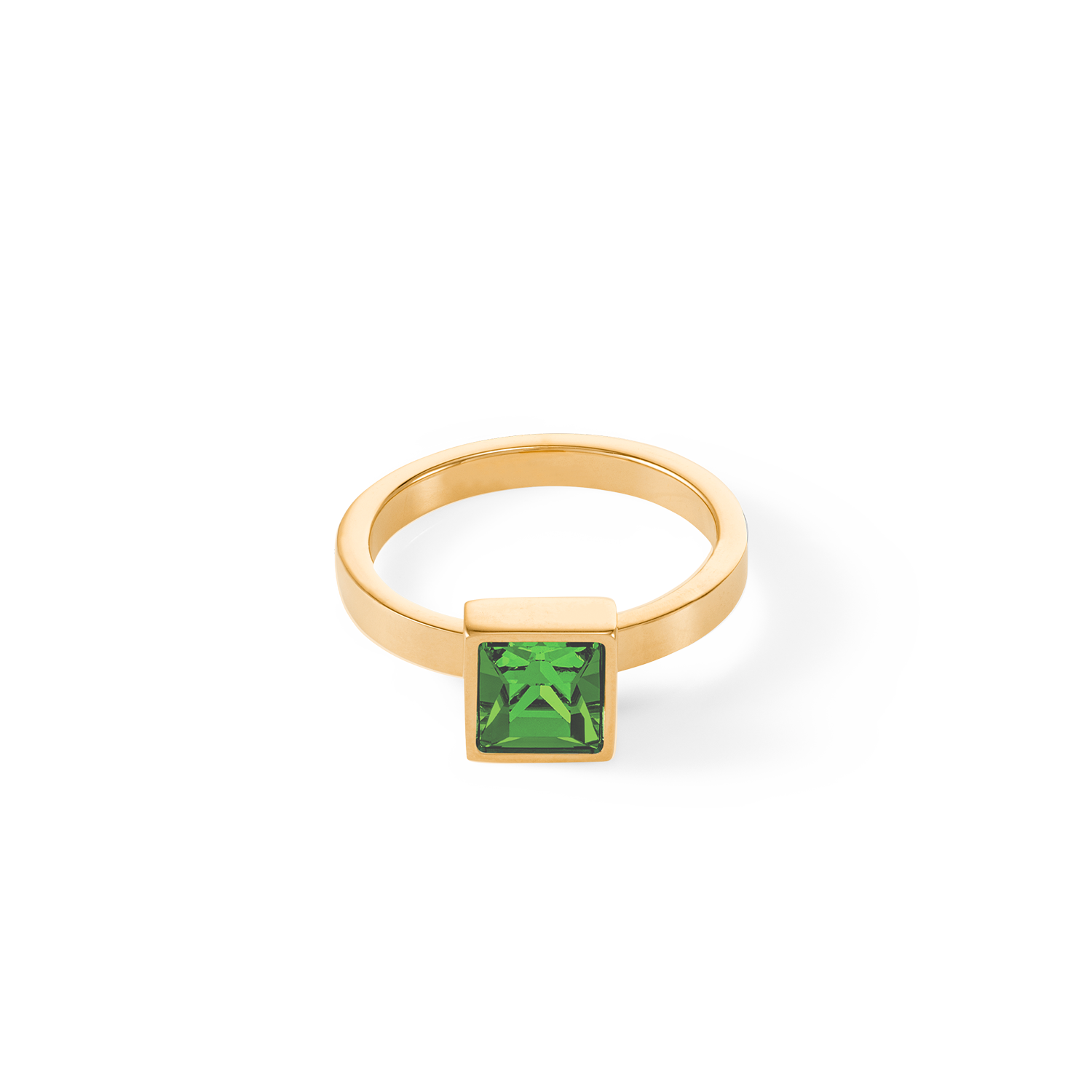 Grosse bague Brilliant Square or vert