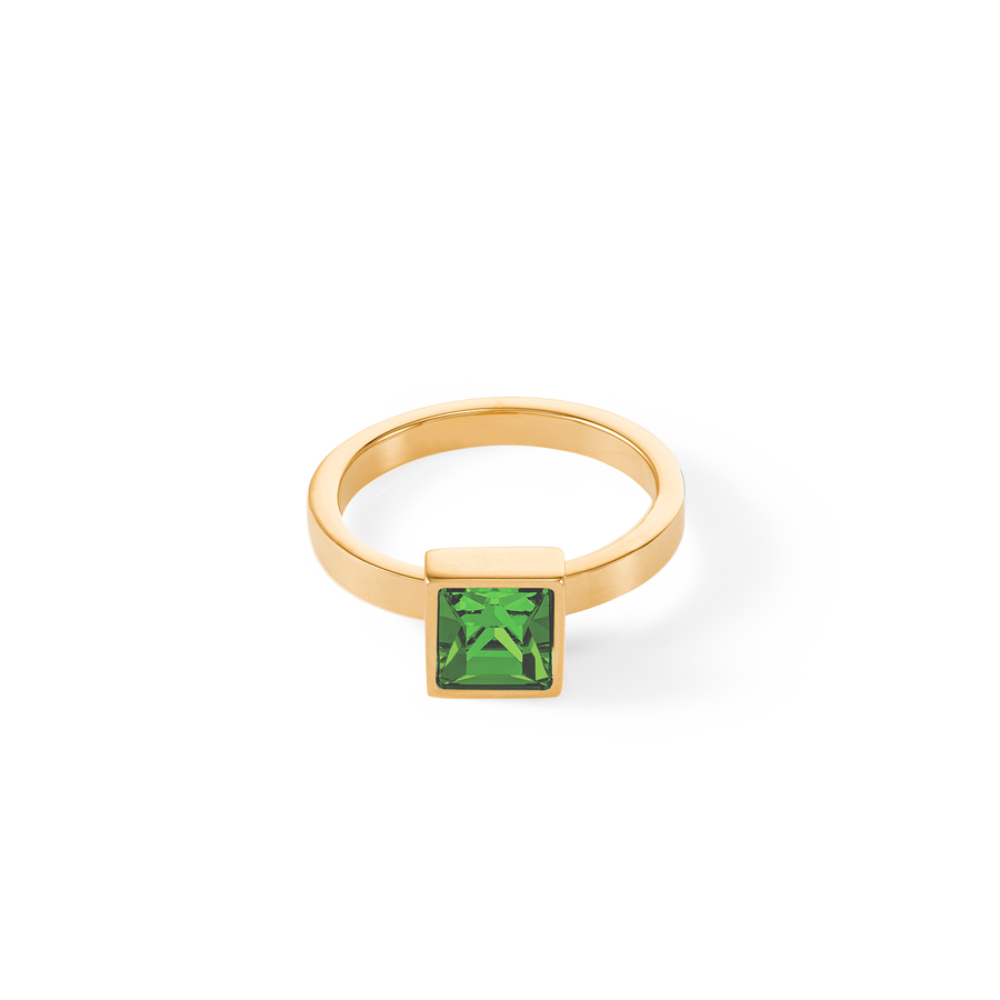 Grosse bague Brilliant Square or vert