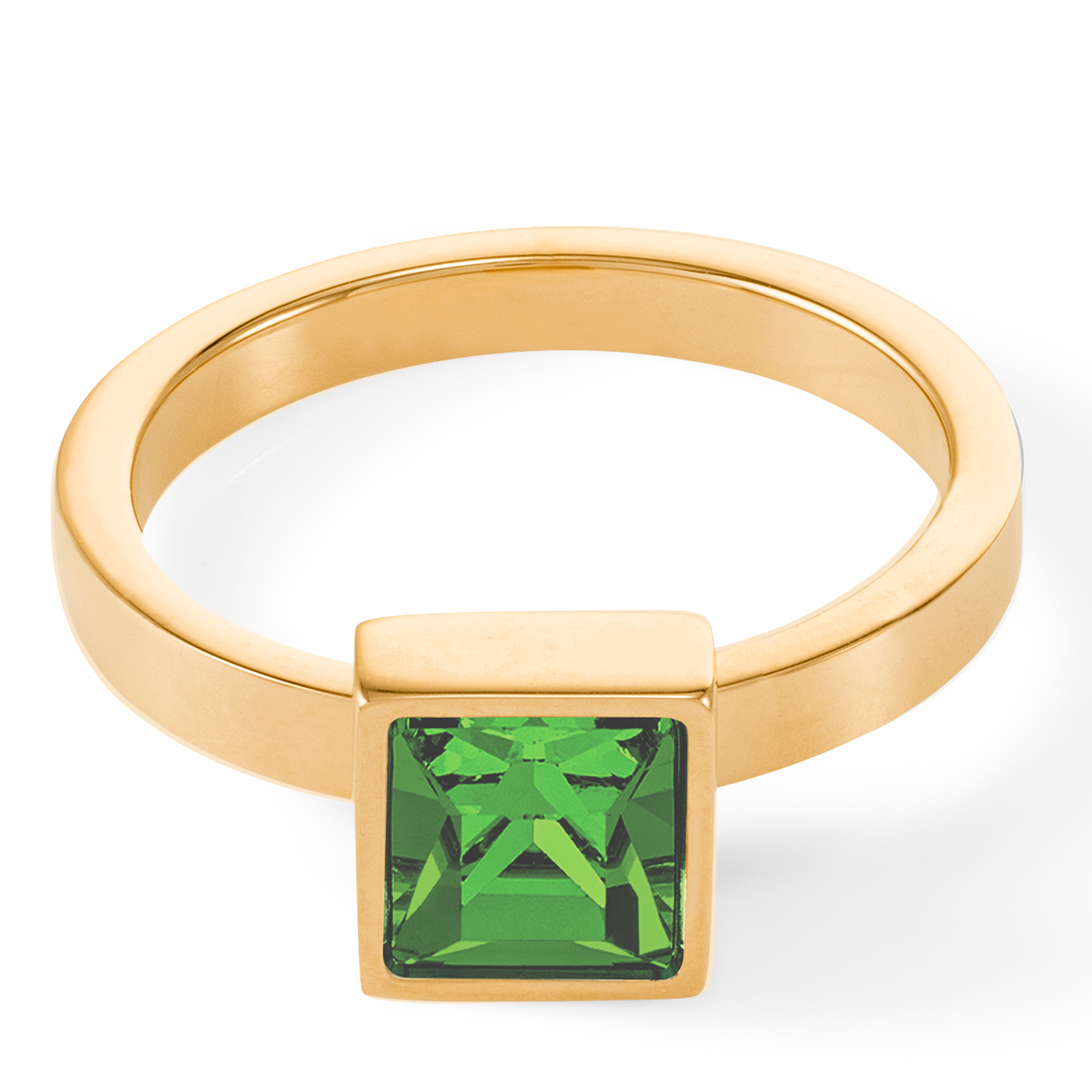 Grosse bague Brilliant Square or vert