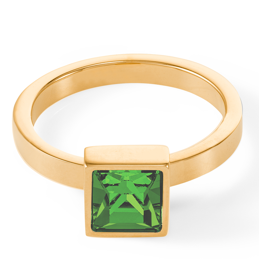 Grosse bague Brilliant Square or vert