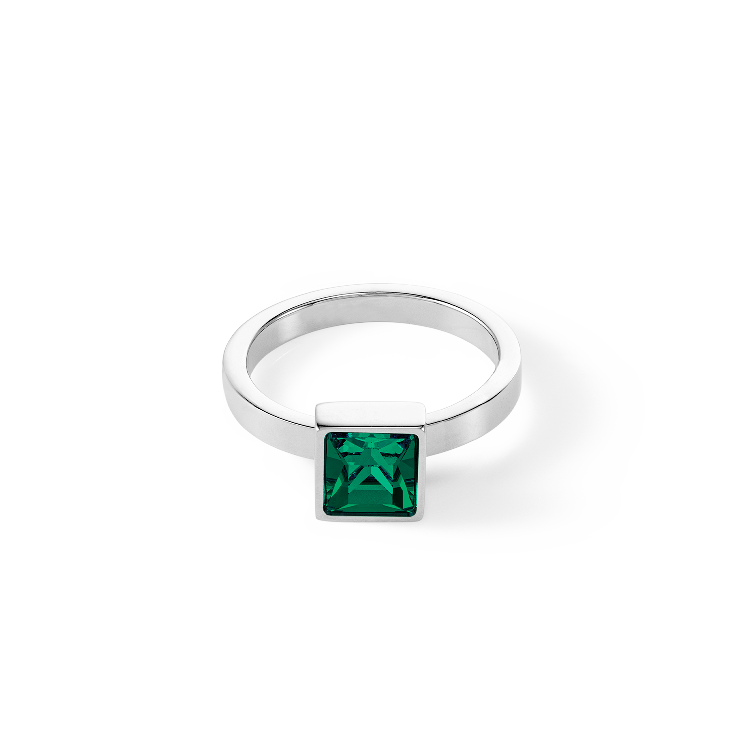 Brilliant Square big bague argent vert foncé