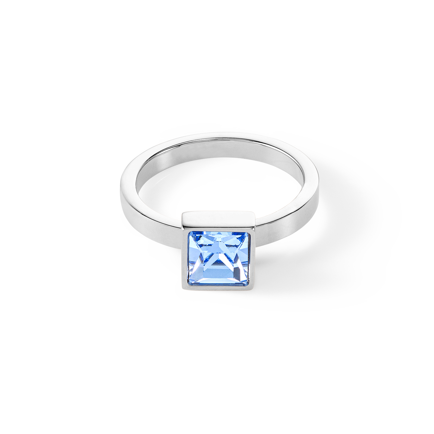 Brilliant Square big bague argent bleu clair