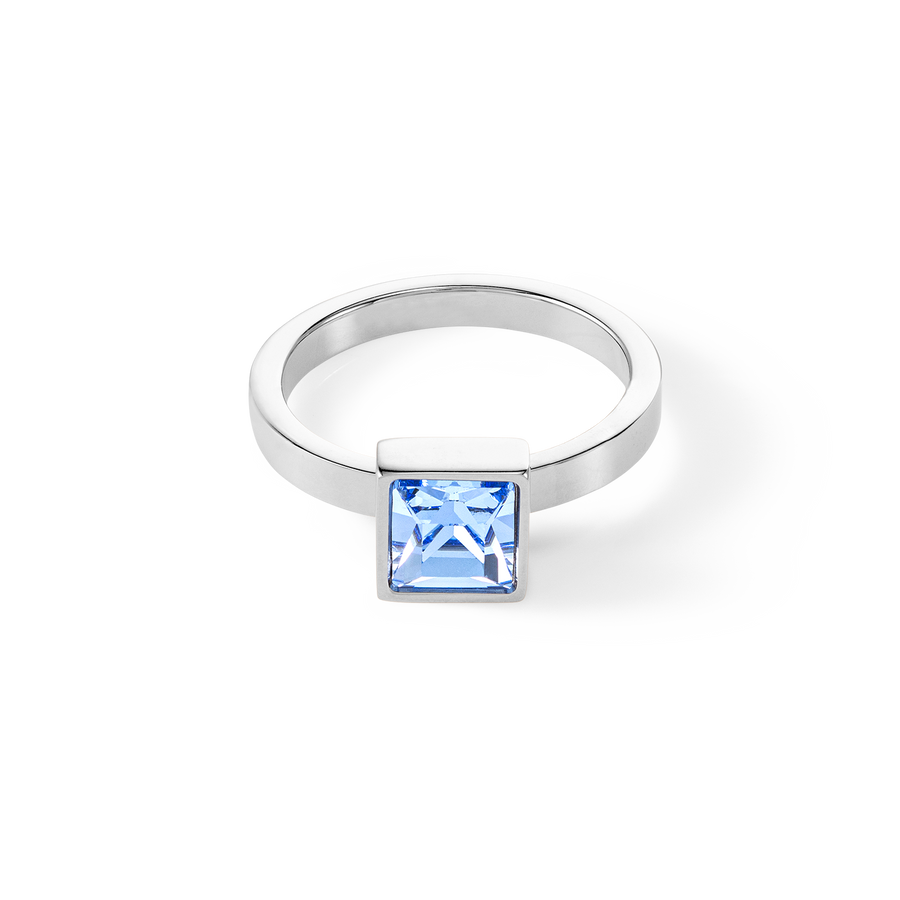 Brilliant Square big bague argent bleu clair