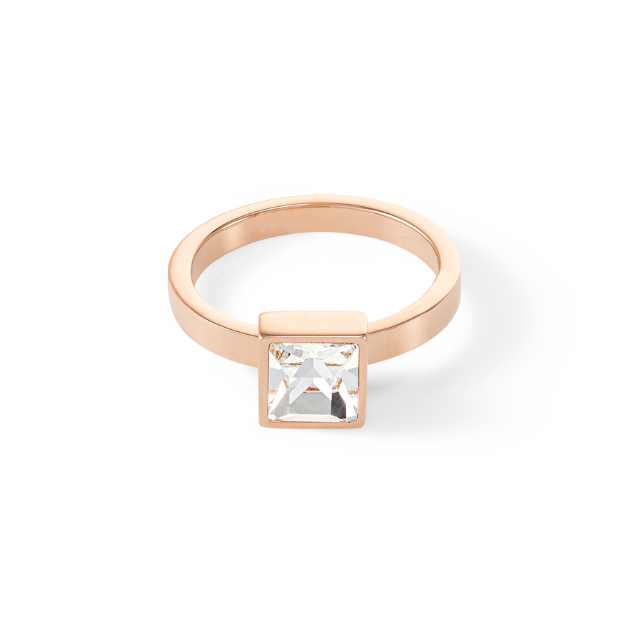 Brilliant Square big bague or rose cristal