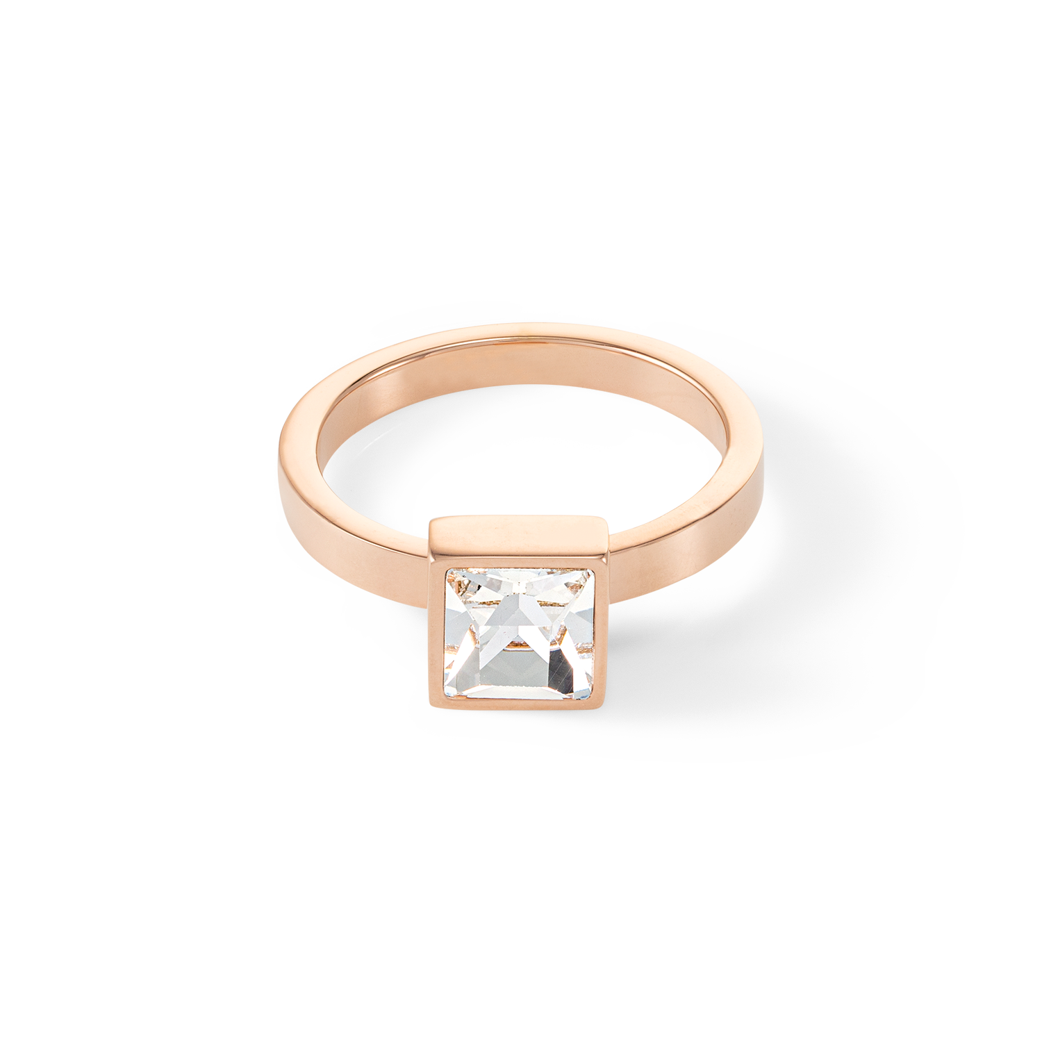 Brilliant Square big bague or rose cristal