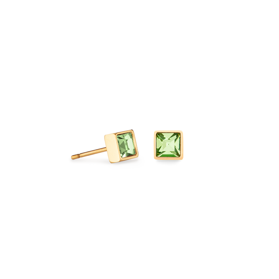 Petites boucles d'oreilles Brilliant Square or vert