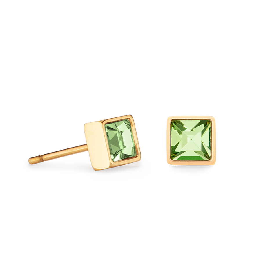 Petites boucles d'oreilles Brilliant Square or vert