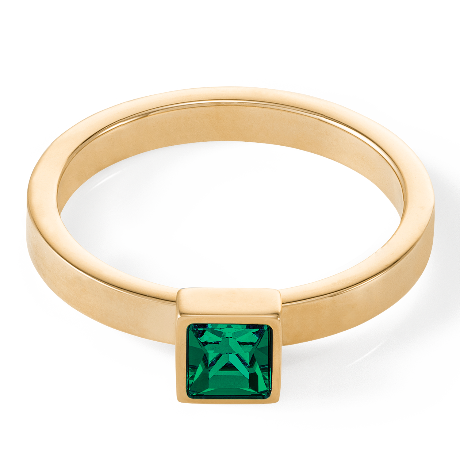 Petite bague Brilliant Square or vert foncé