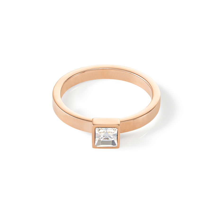 Brilliant Square small bague or rose cristal