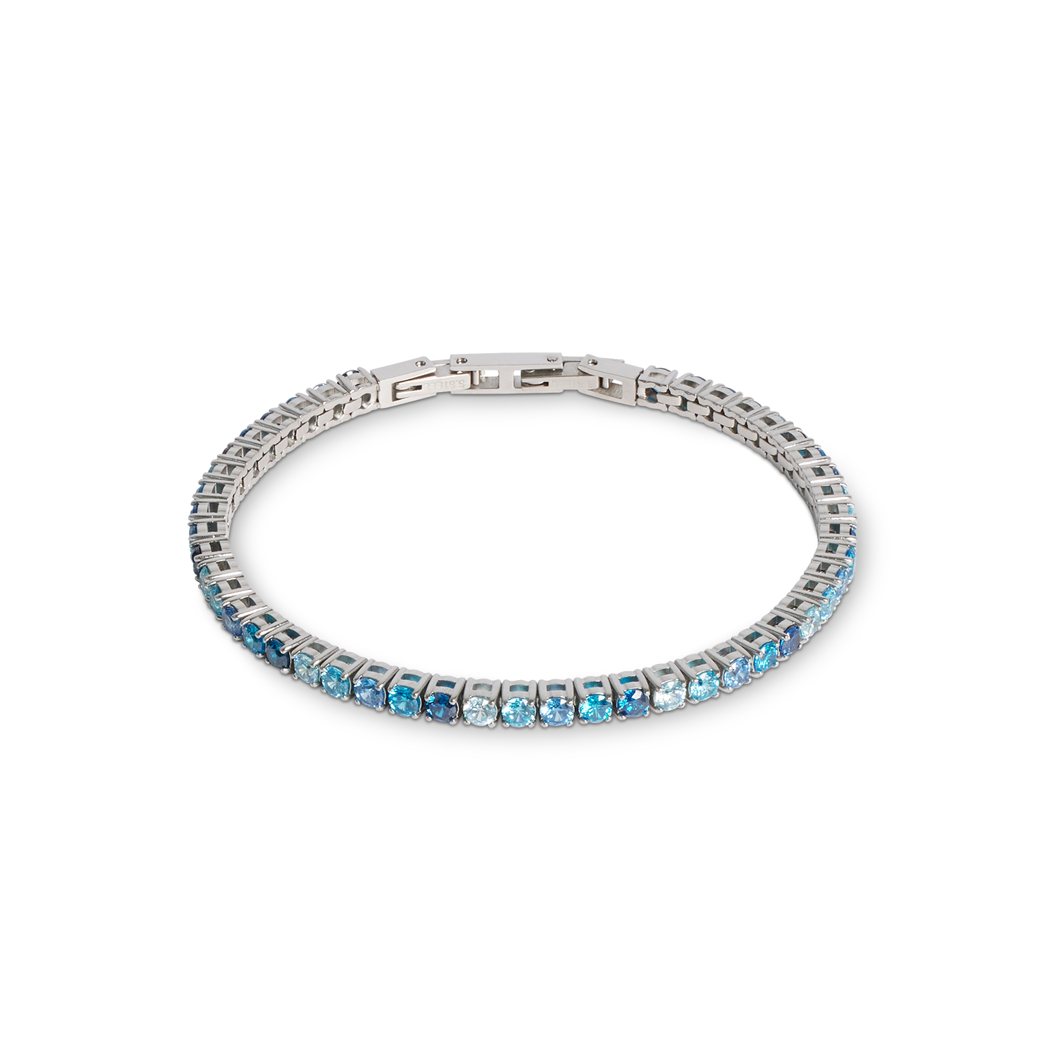 Bracelet de tennis argent-bleu