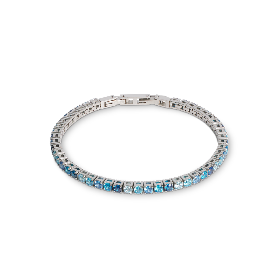 Bracelet de tennis argent-bleu