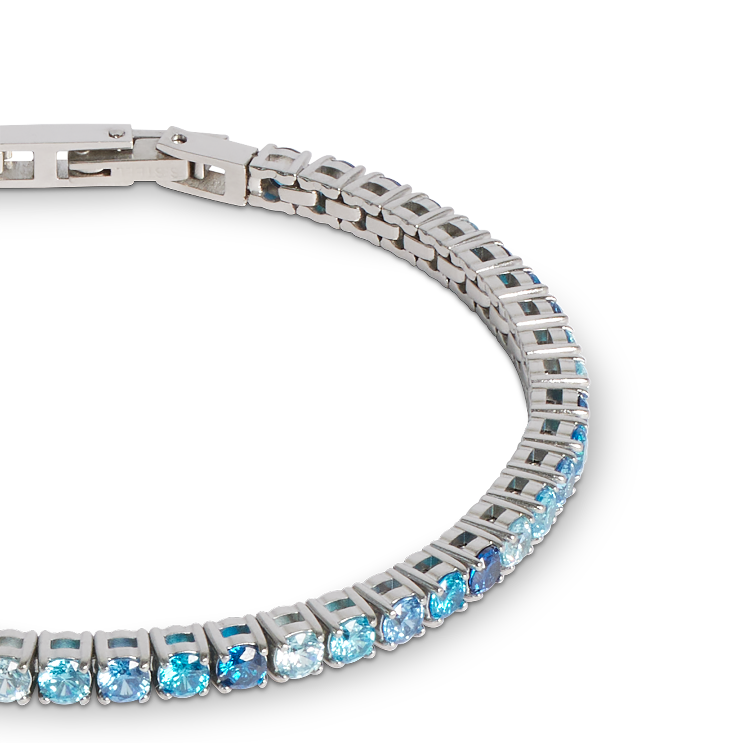 Bracelet de tennis argent-bleu