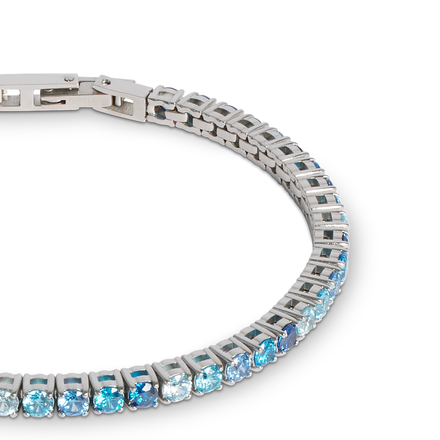 Bracelet de tennis argent-bleu