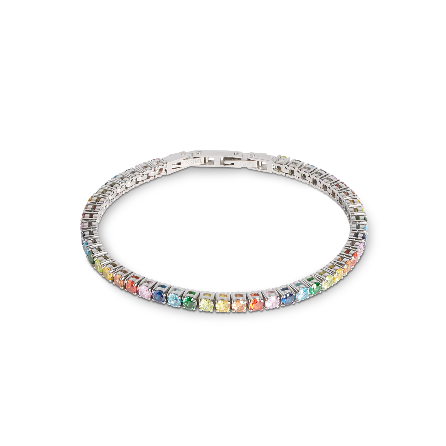 Bracelet de tennis argent-multicolore