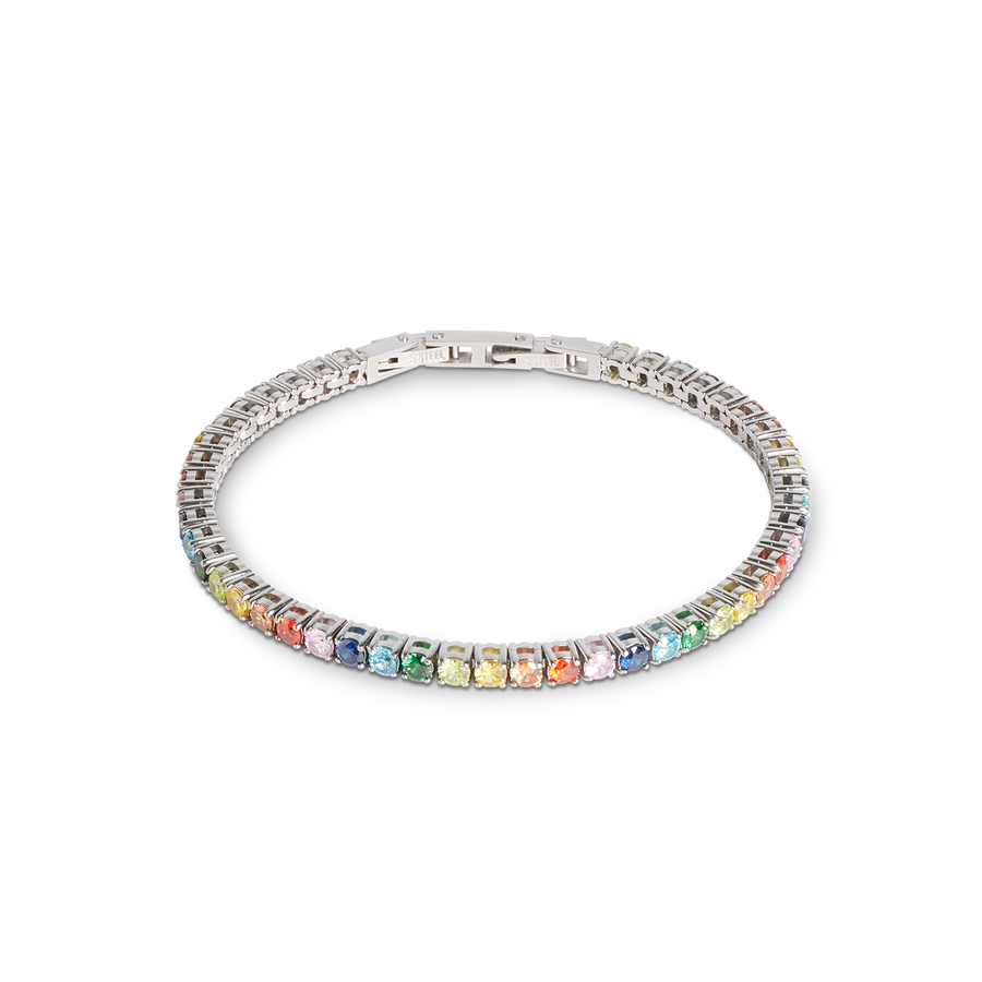 Bracelet de tennis argent-multicolore