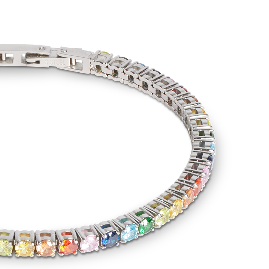 Bracelet de tennis argent-multicolore