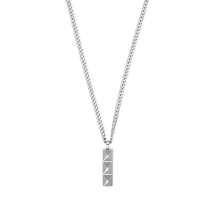 Collier Spikes Trio Bar argent