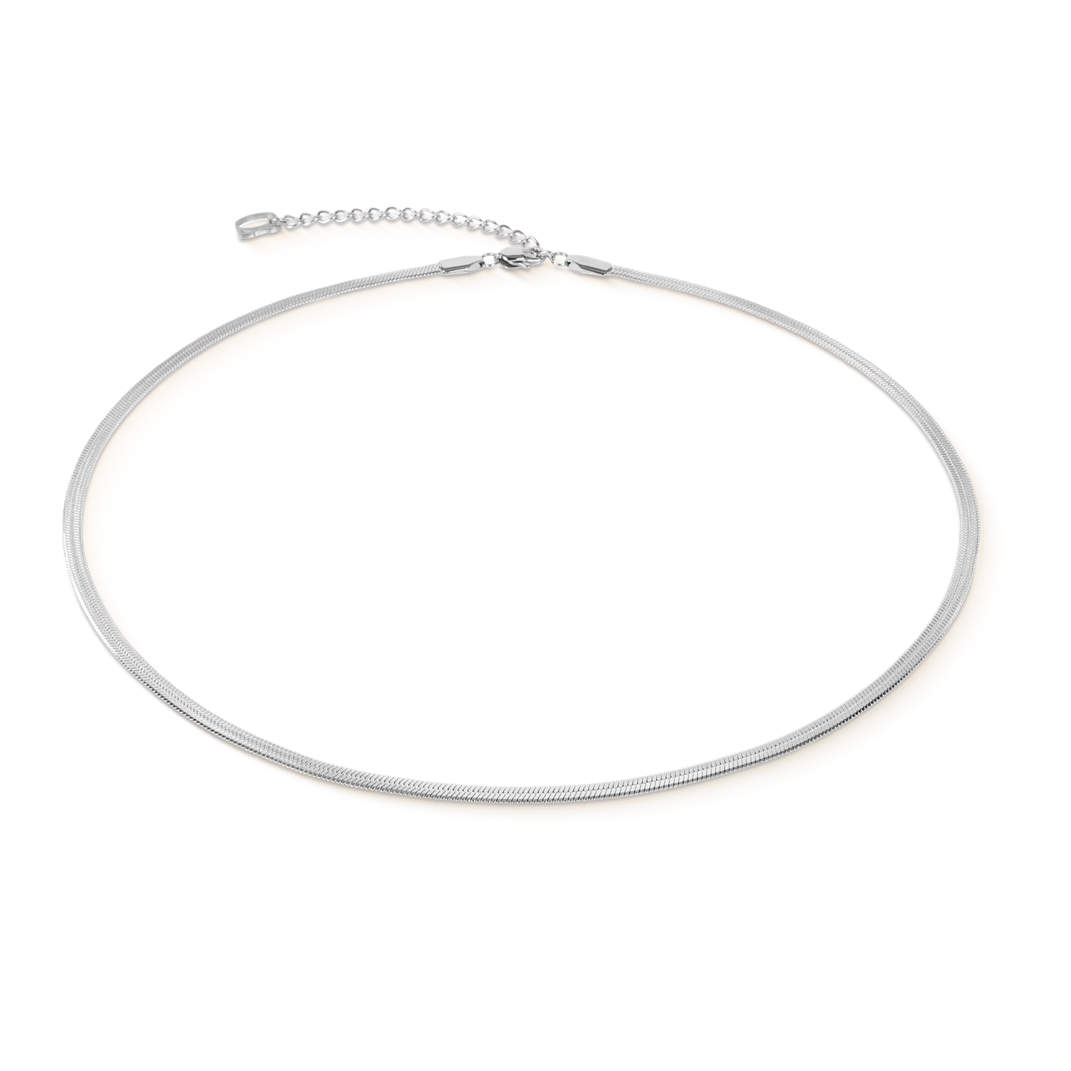 Collier maille serpent plate argenté