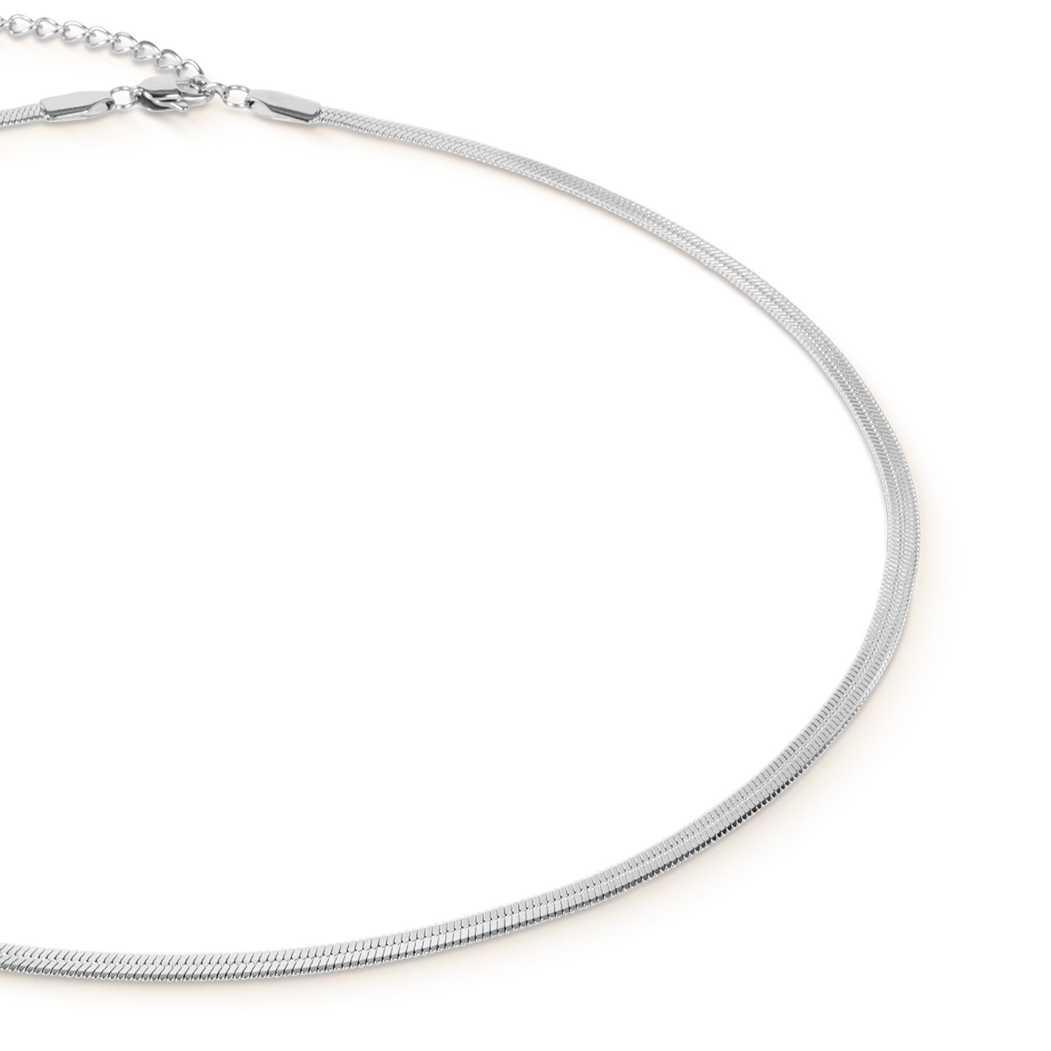 Collier maille serpent plate argenté