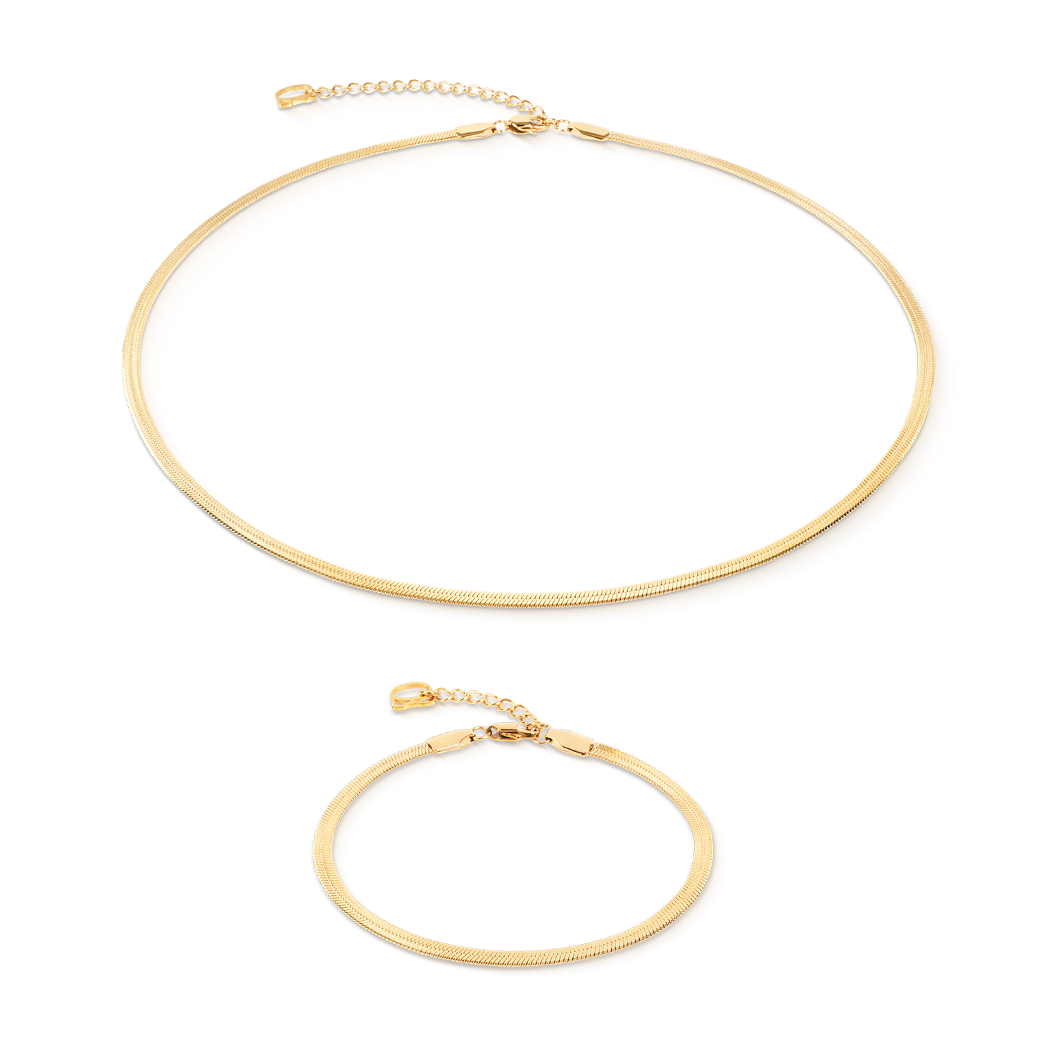 Bracelet maille serpent plate doré