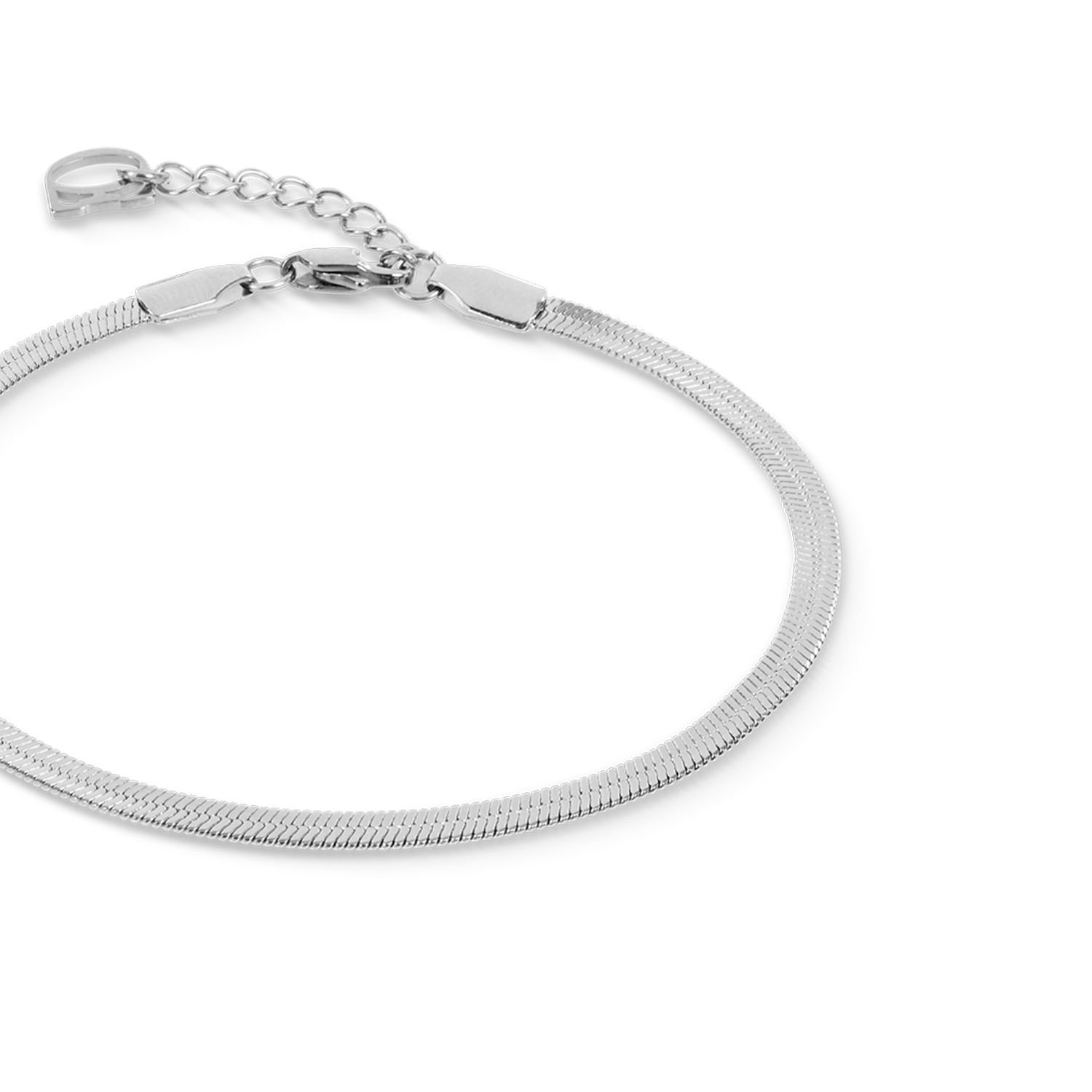 Bracelet maille serpent plate argenté