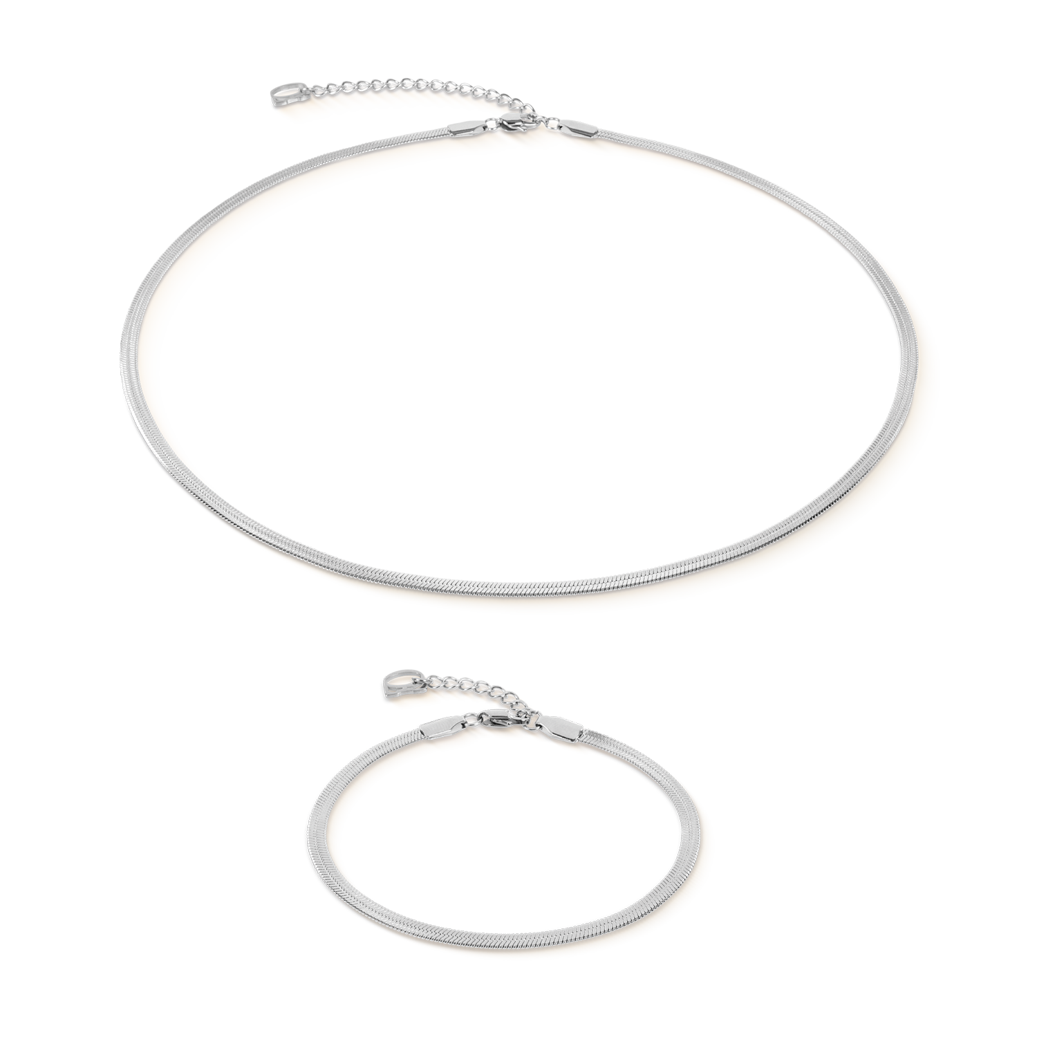 Bracelet maille serpent plate argenté
