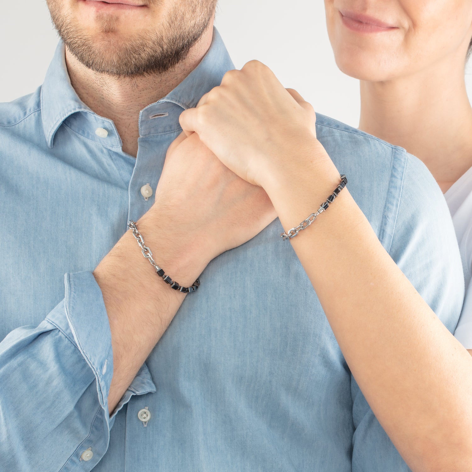 Unisex bracelet Fusion link chain noir