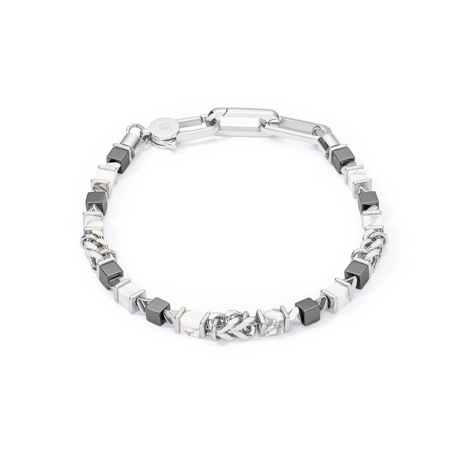Unisex bracelet cubes & chain blanc