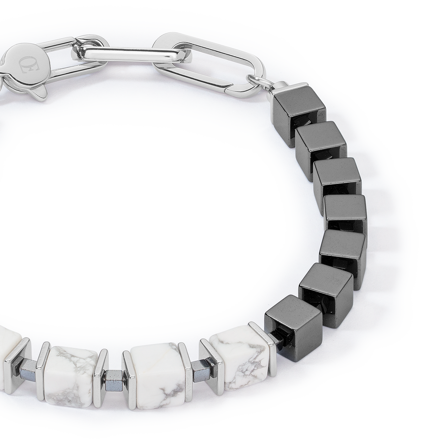 Unisex bracelet precious cubes blanc