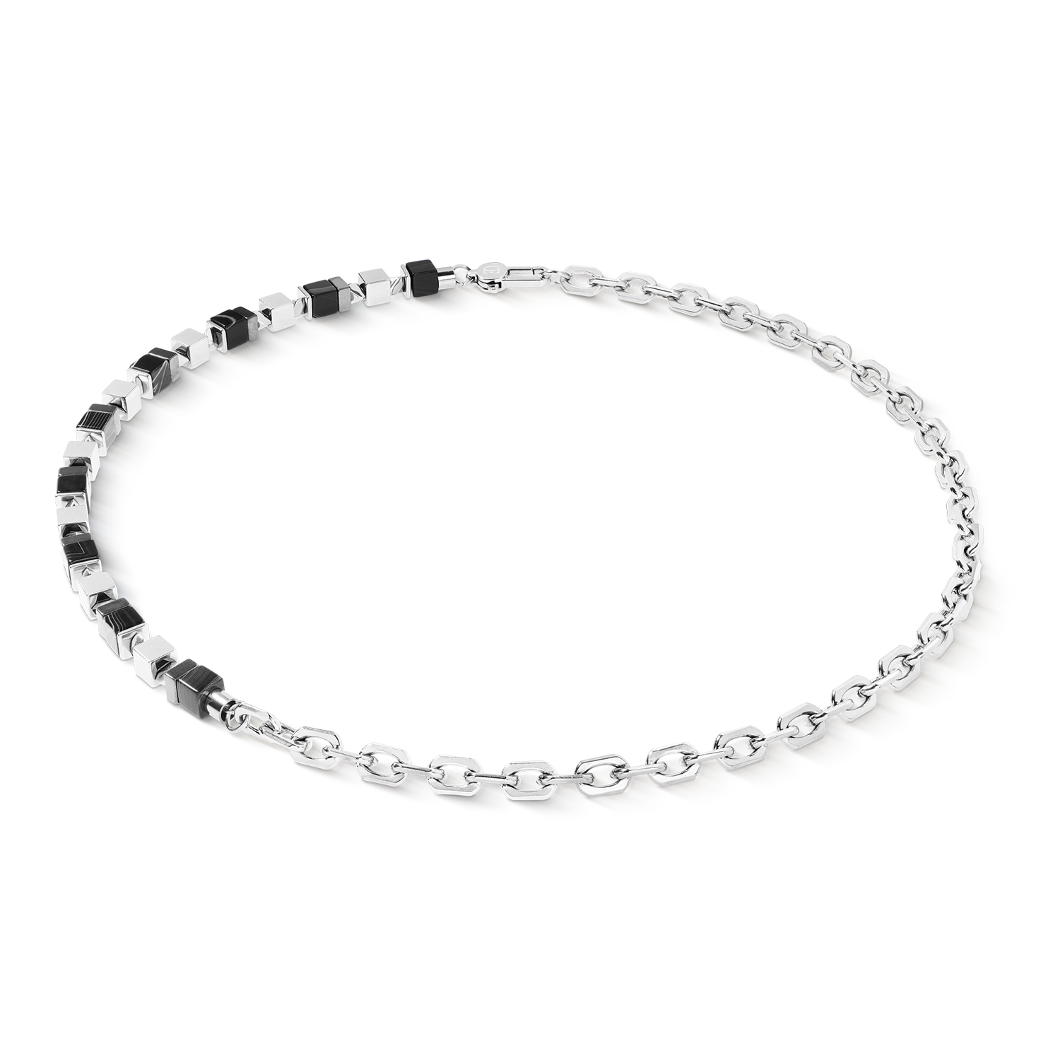 Collier Precious Cubes Chain noir-argent