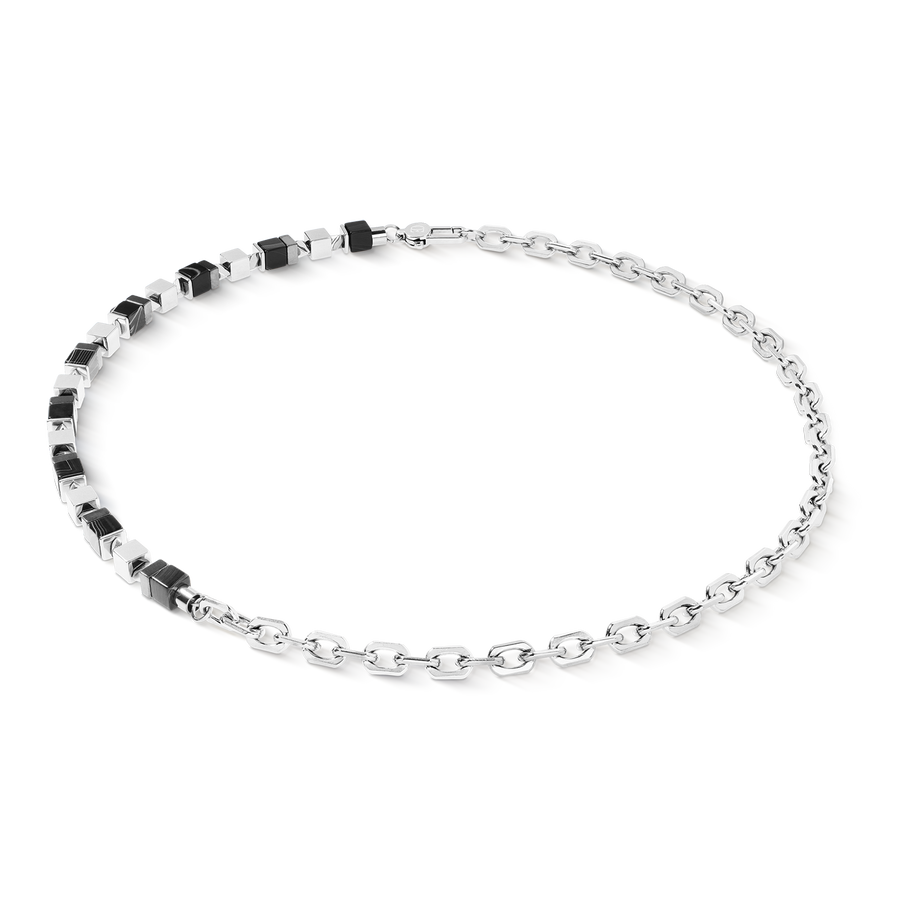Collier Precious Cubes Chain noir-argent