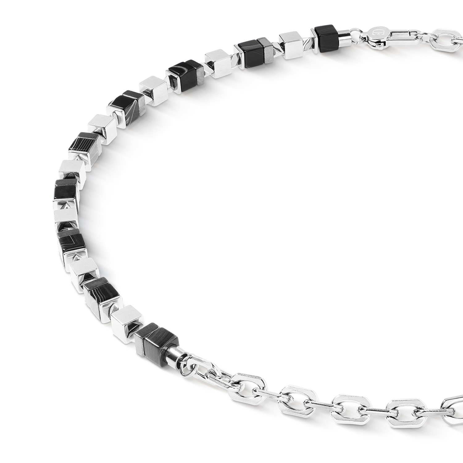 Collier Precious Cubes Chain noir-argent