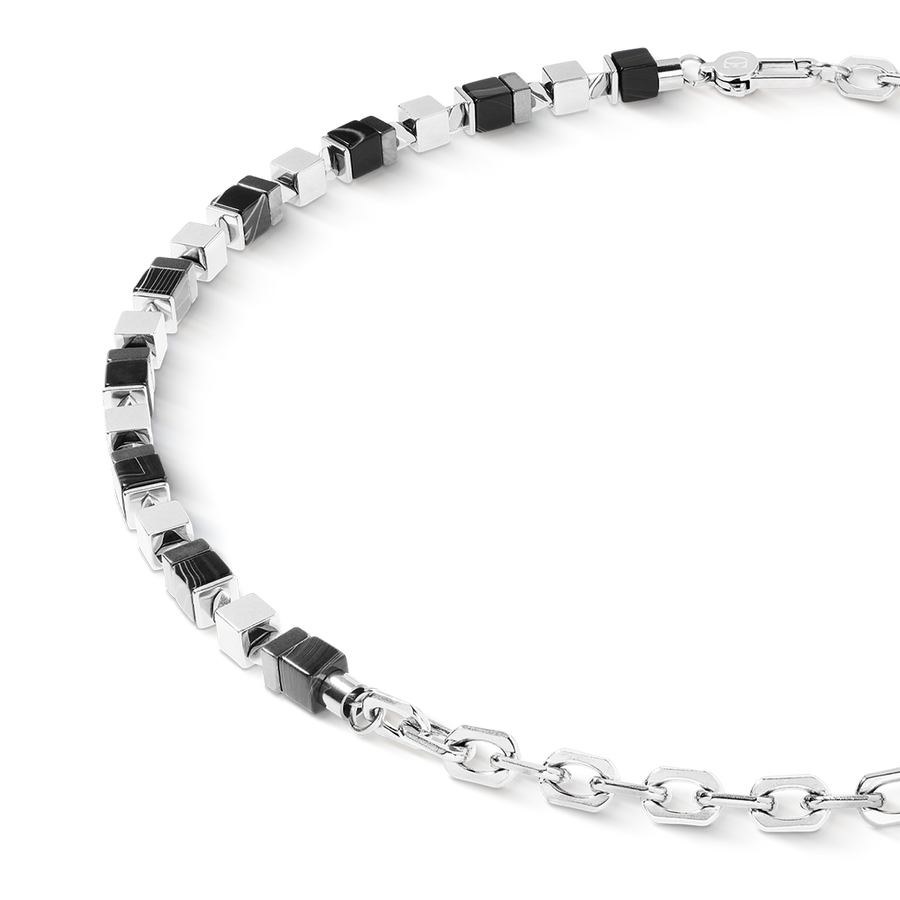 Collier Precious Cubes Chain noir-argent