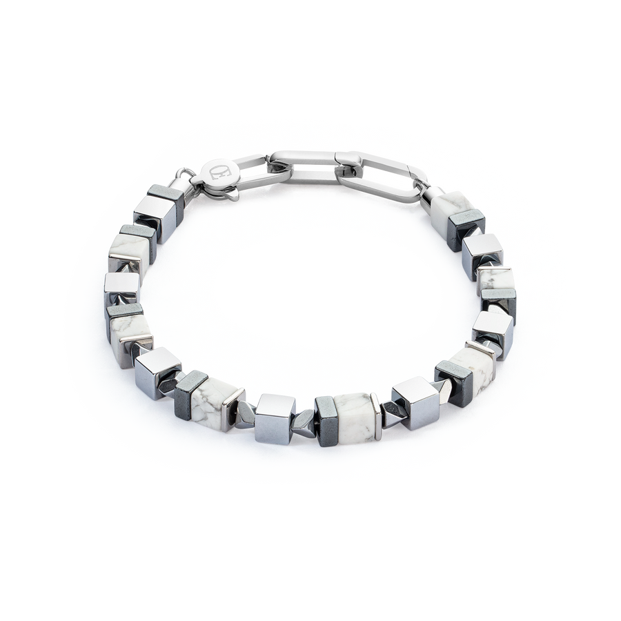 Bracelet Precious Cubes blanc-argent