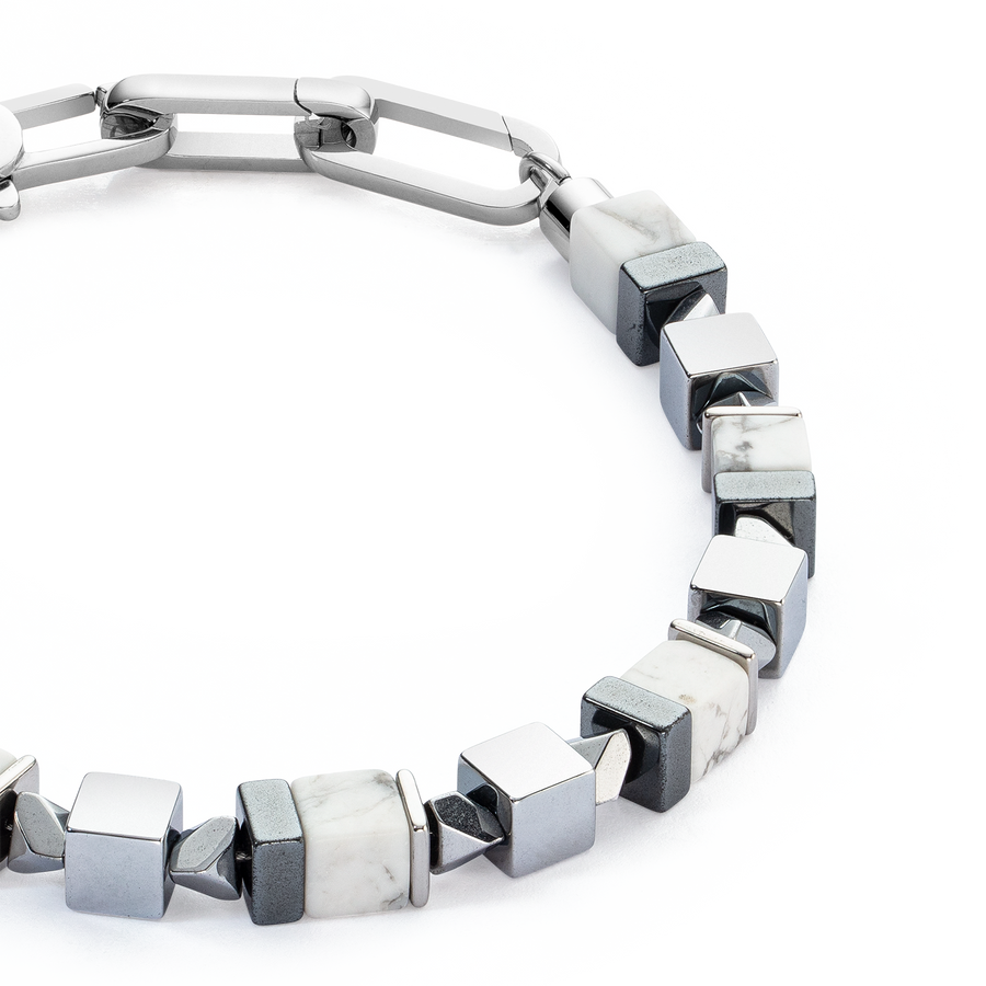 Bracelet Precious Cubes blanc-argent