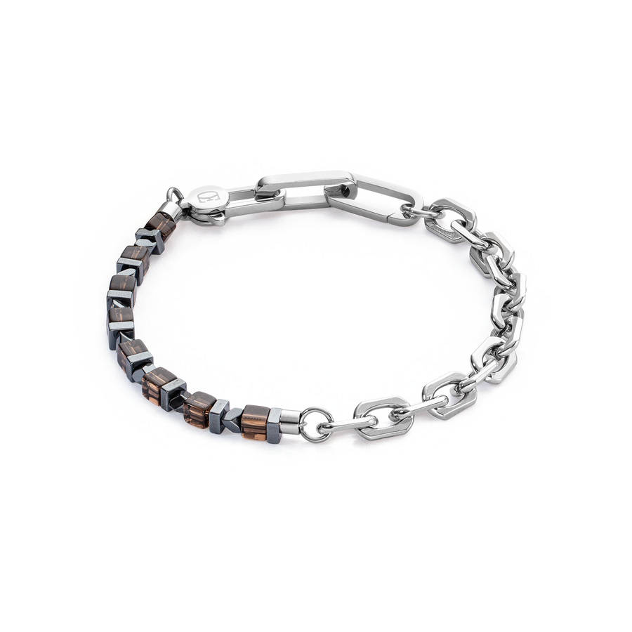 Bracelet Precious Fusion link chain marron-argenté
