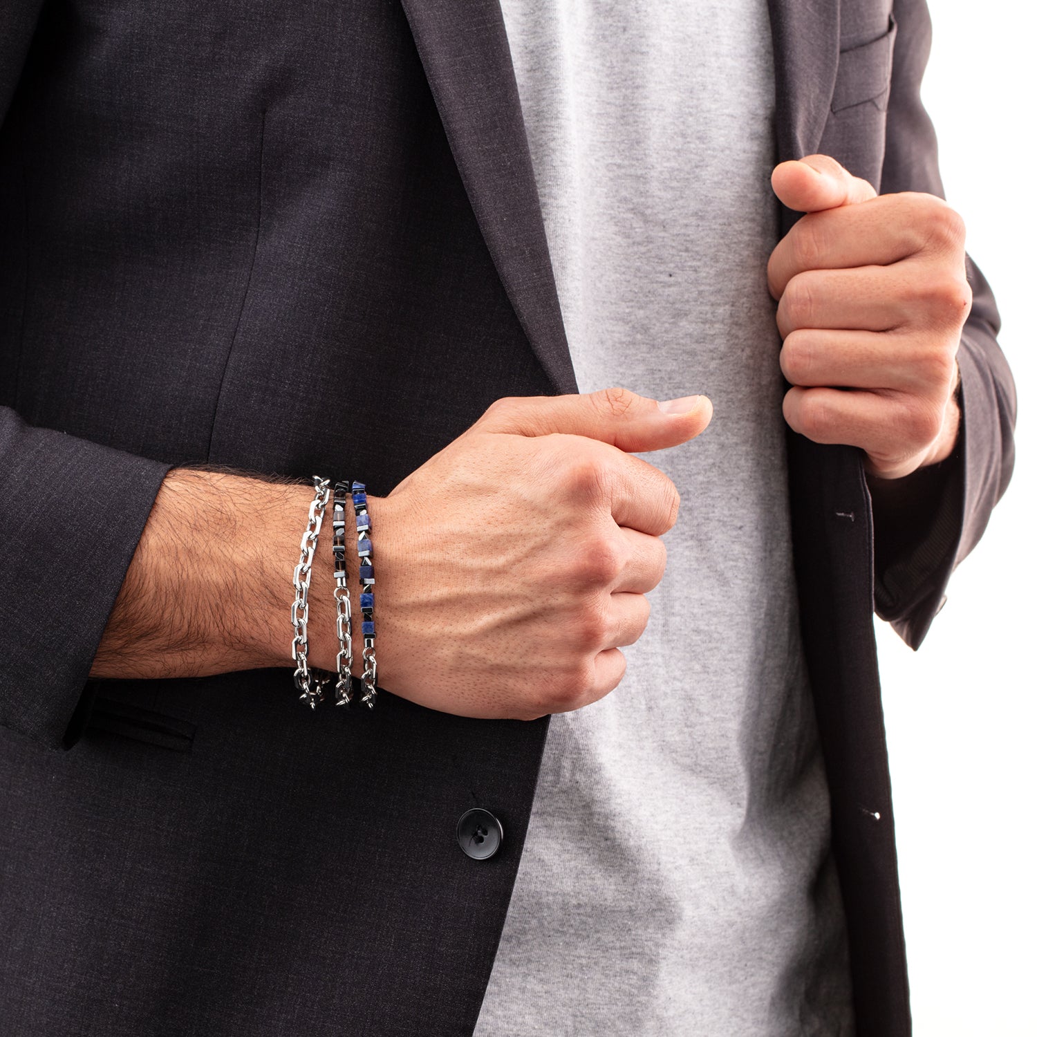 Bracelet Precious Fusion link chain marron-argenté