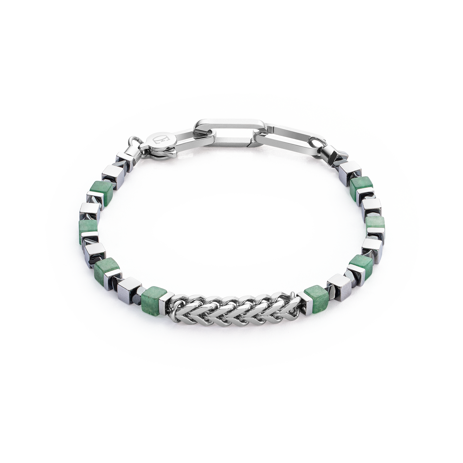 Bracelet Precious Cubes & Chain vert argent