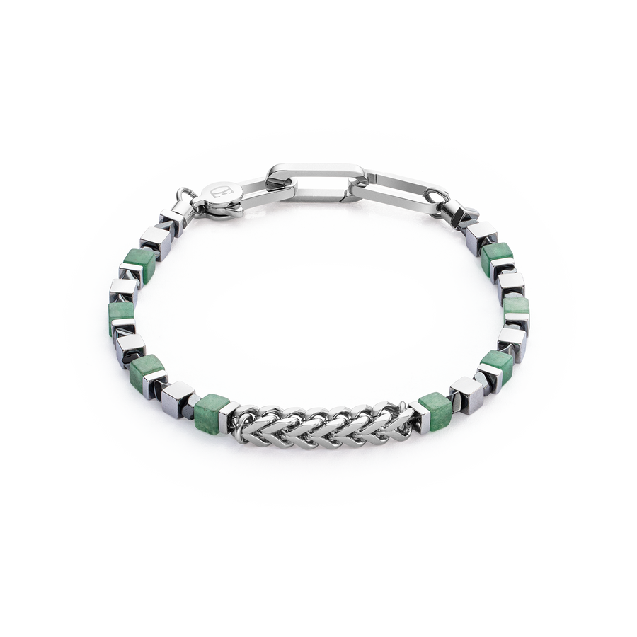 Bracelet Precious Cubes & Chain vert argent