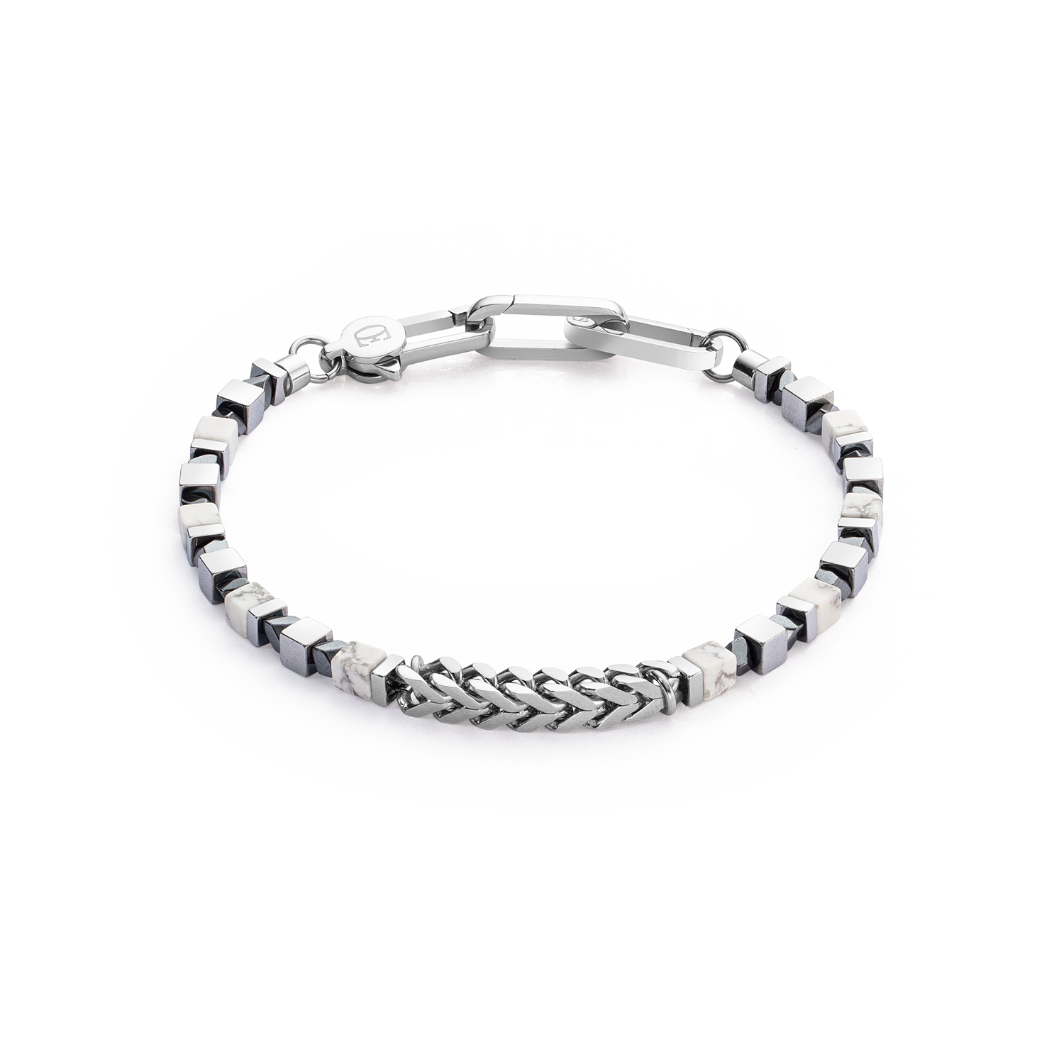 Bracelet Precious Cubes & Chain blanc-argent