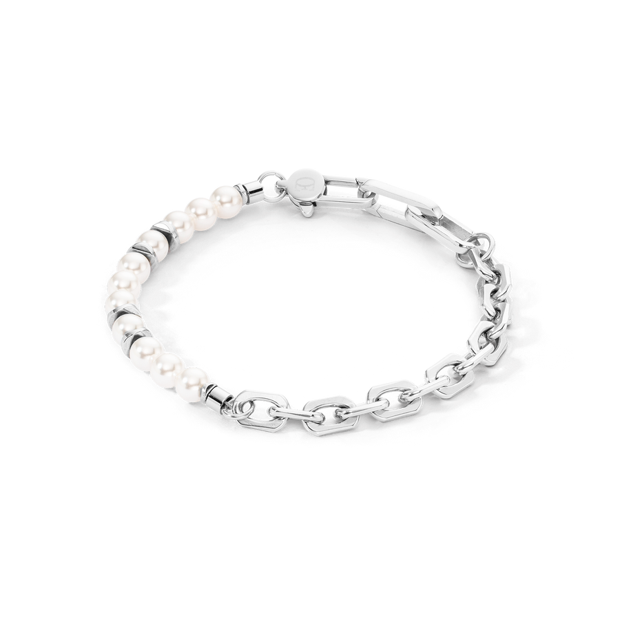 Bracelet Pearls Fusion link chain blanc