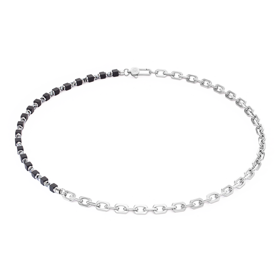 Collier Cubes Fusion link chain noir